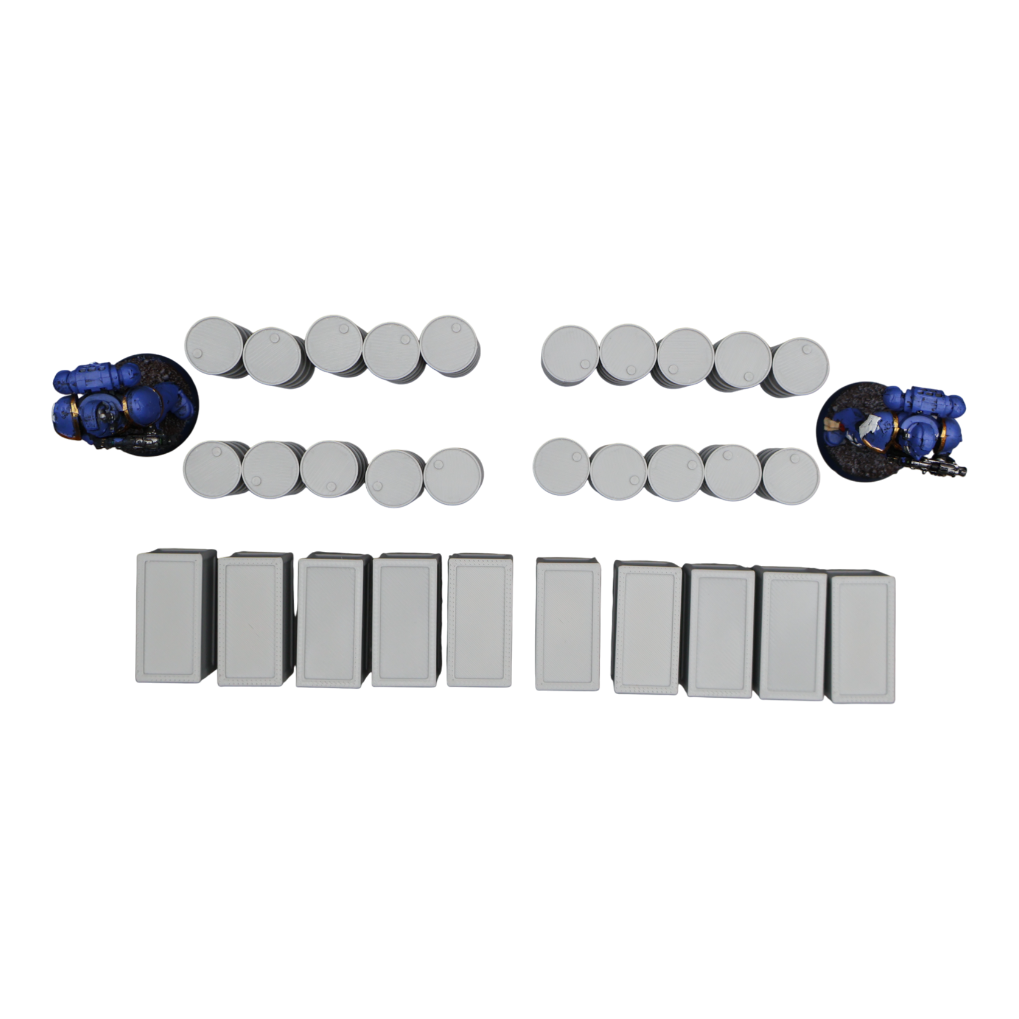 Oil Barrels x20 + Crates x10 - 28mm Wargaming Scatter Terrain Scenery Tabletop