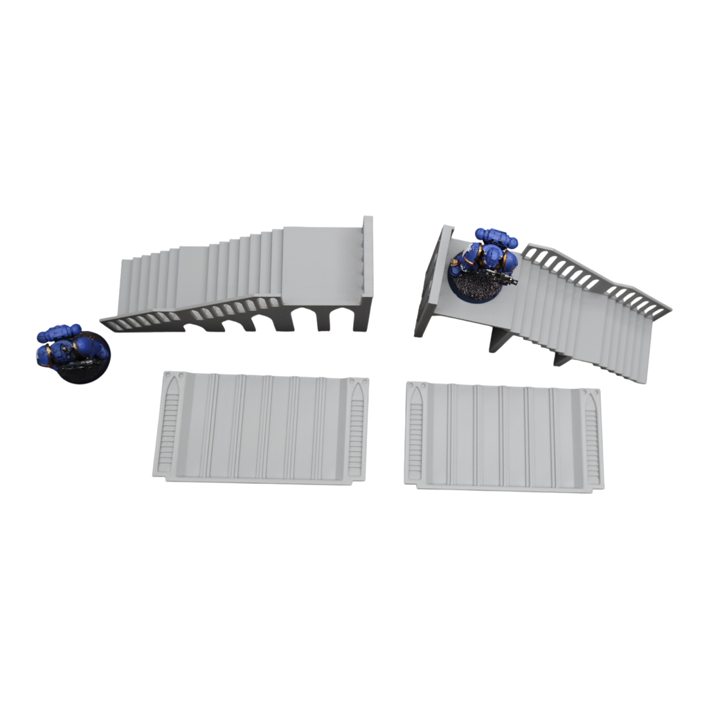 Base Stairs and Covers x2 - 28mm Wargaming Scatter Terrain Scenery Tabletop Miniature