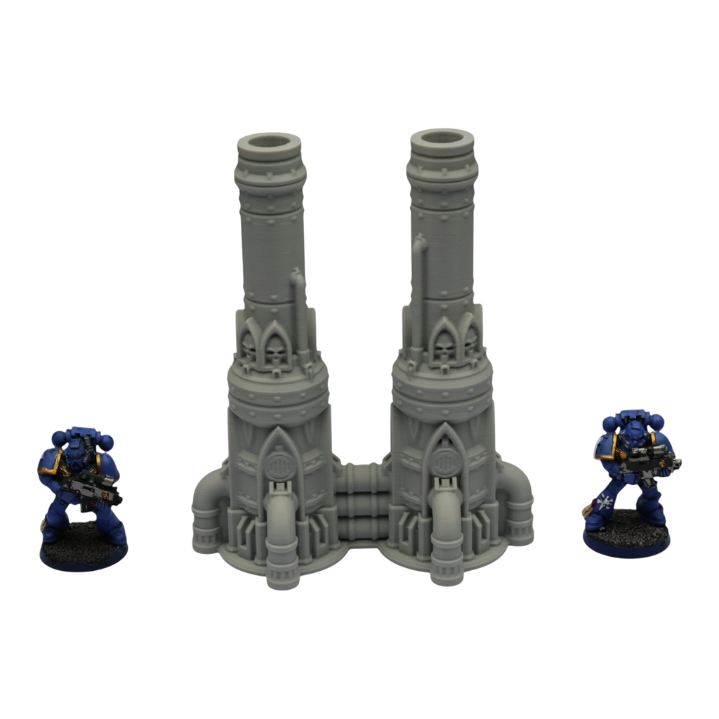 Dual Smokestack - 28mm Wargaming Scatter Terrain Scenery Tabletop Grimdark