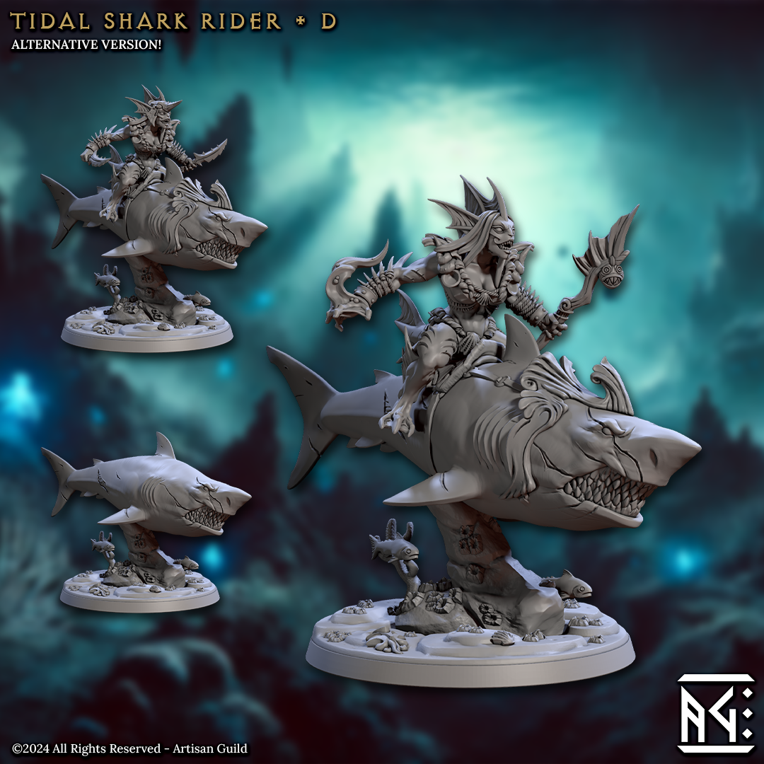 Tidal Shark Rider Cavalry Miniatures | Mirmidons of the Death-Tide | Artisan Guild