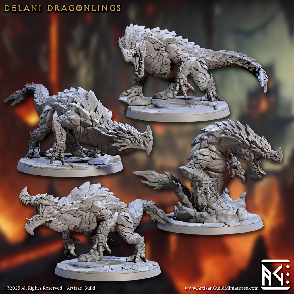 Dwarf Dragonling Rider Miniatures | Magmaforged Dwarves | Artisan Guild