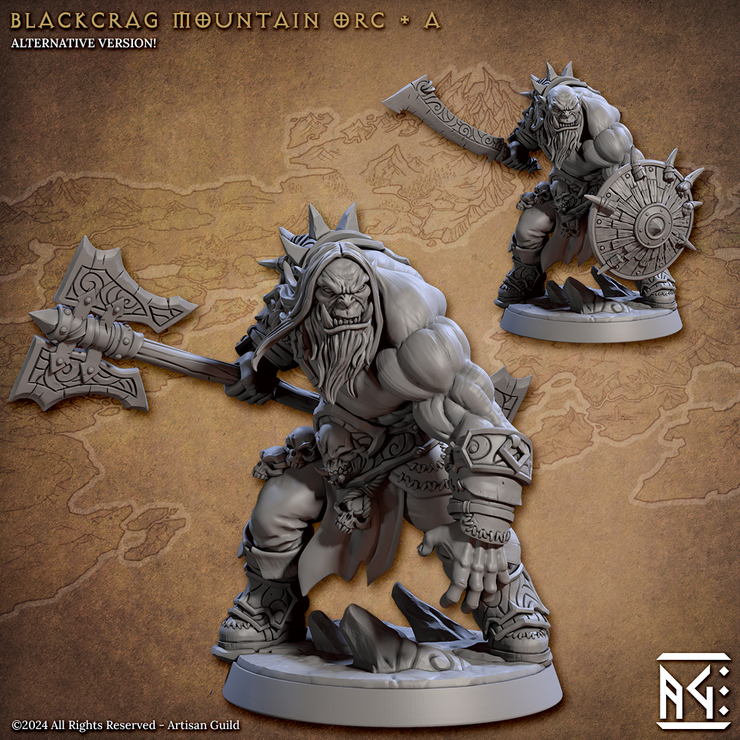 Barbarian Mountain Orc Miniatures | Blackcrag Orcs | Fantasy D&D Miniature | Artisan Guild