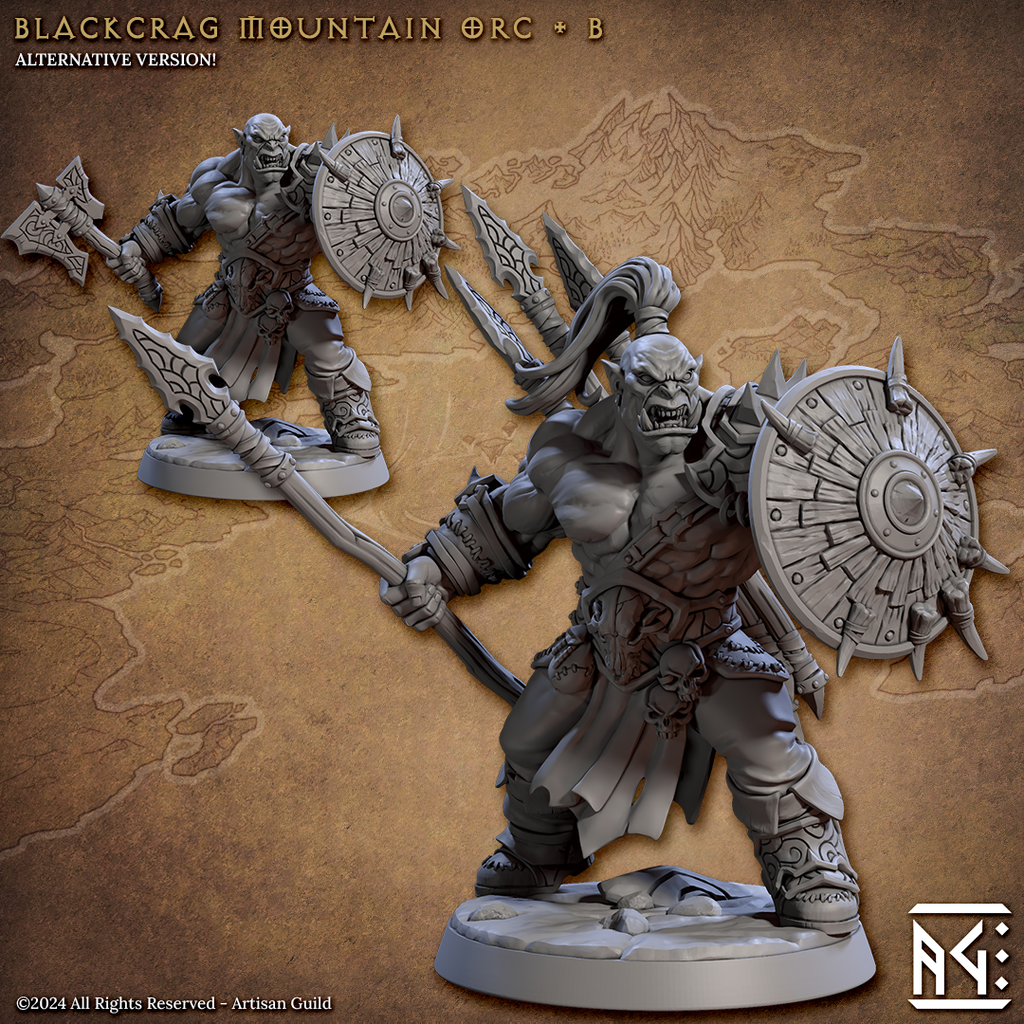 Barbarian Mountain Orc Miniatures | Blackcrag Orcs | Fantasy D&D Miniature | Artisan Guild
