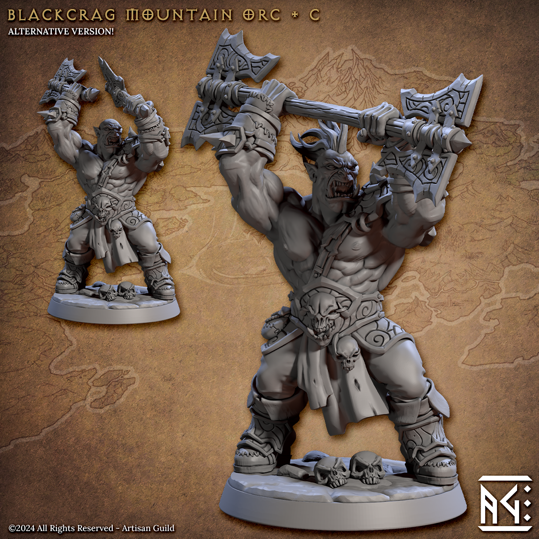 Barbarian Mountain Orc Miniatures | Blackcrag Orcs | Fantasy D&D Miniature | Artisan Guild