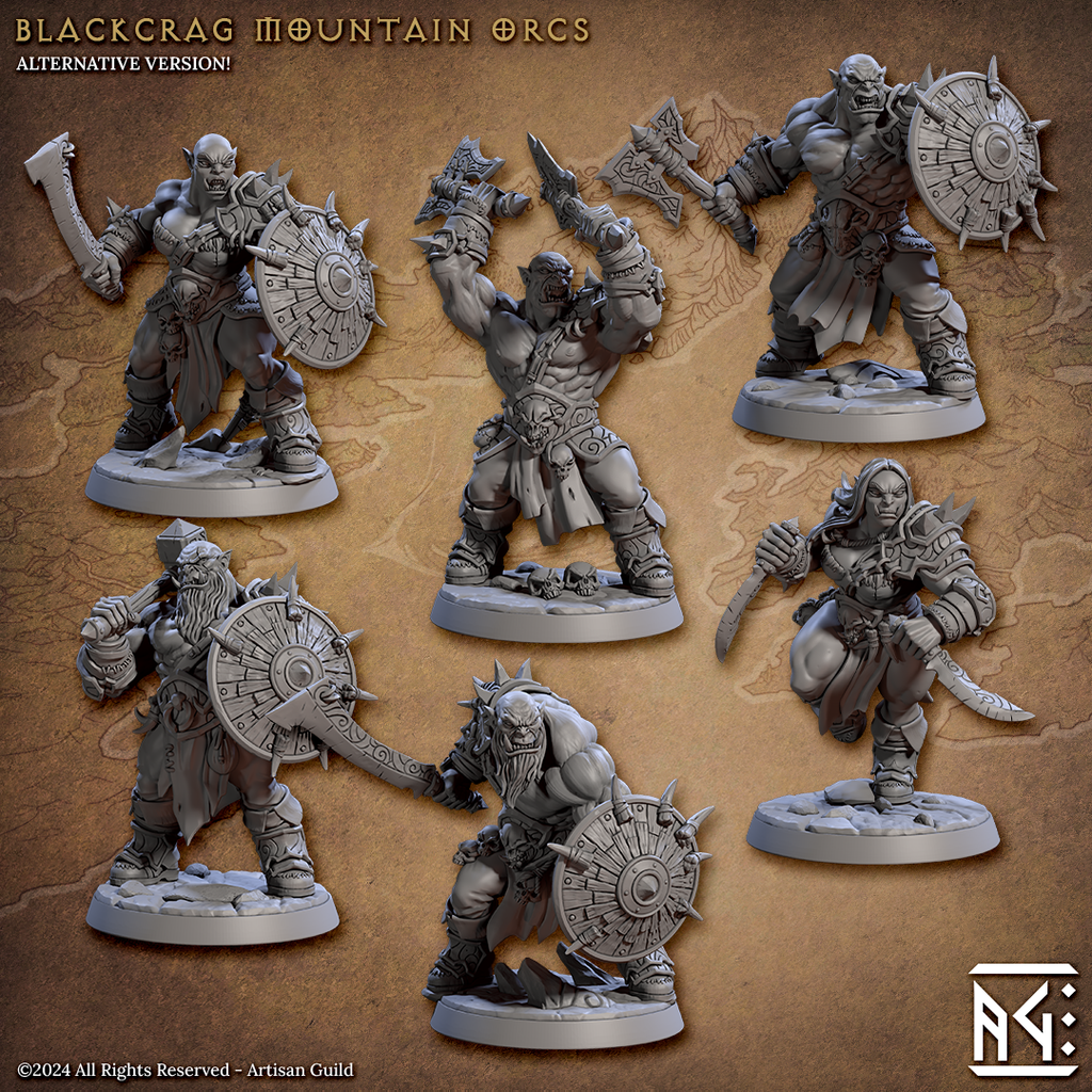 Barbarian Mountain Orc Miniatures | Blackcrag Orcs | Fantasy D&D Miniature | Artisan Guild