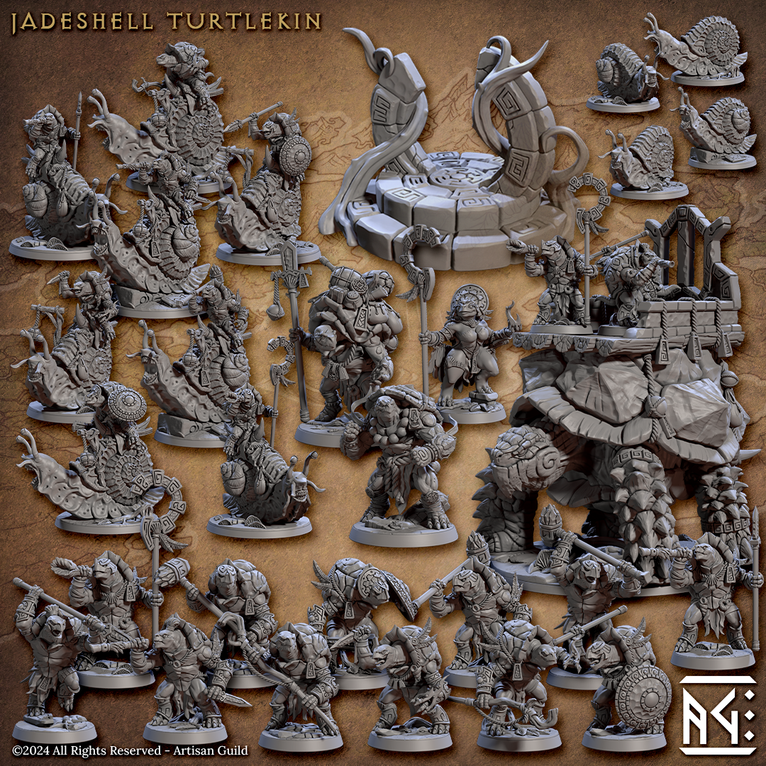 Jadeshell Turtlekin Miniatures (Full Set) | Fantasy D&D Miniature | Ar ...