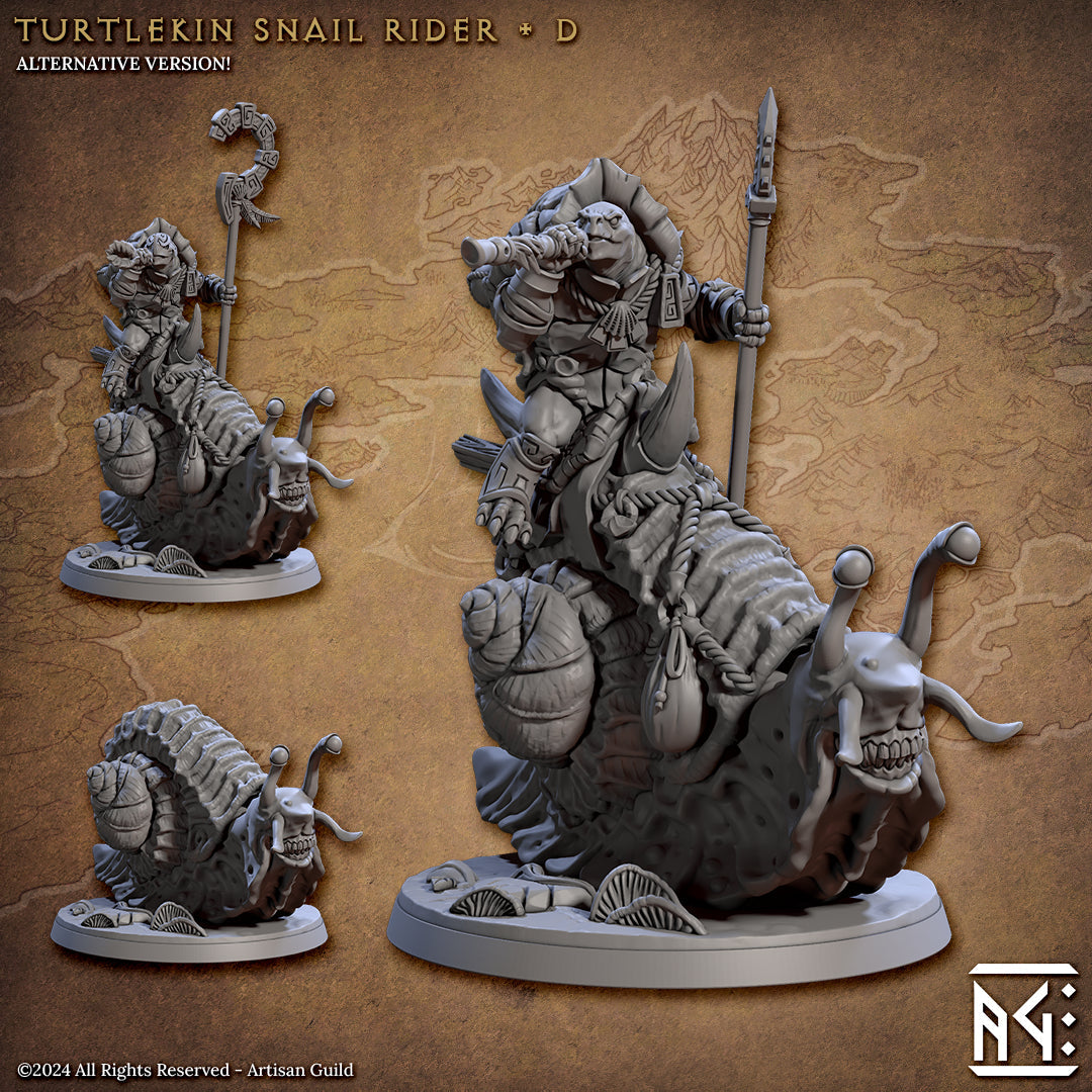 Giant Snail Rider Miniatures | Jadeshell Turtlekin | Fantasy D&D Miniature | Artisan Guild