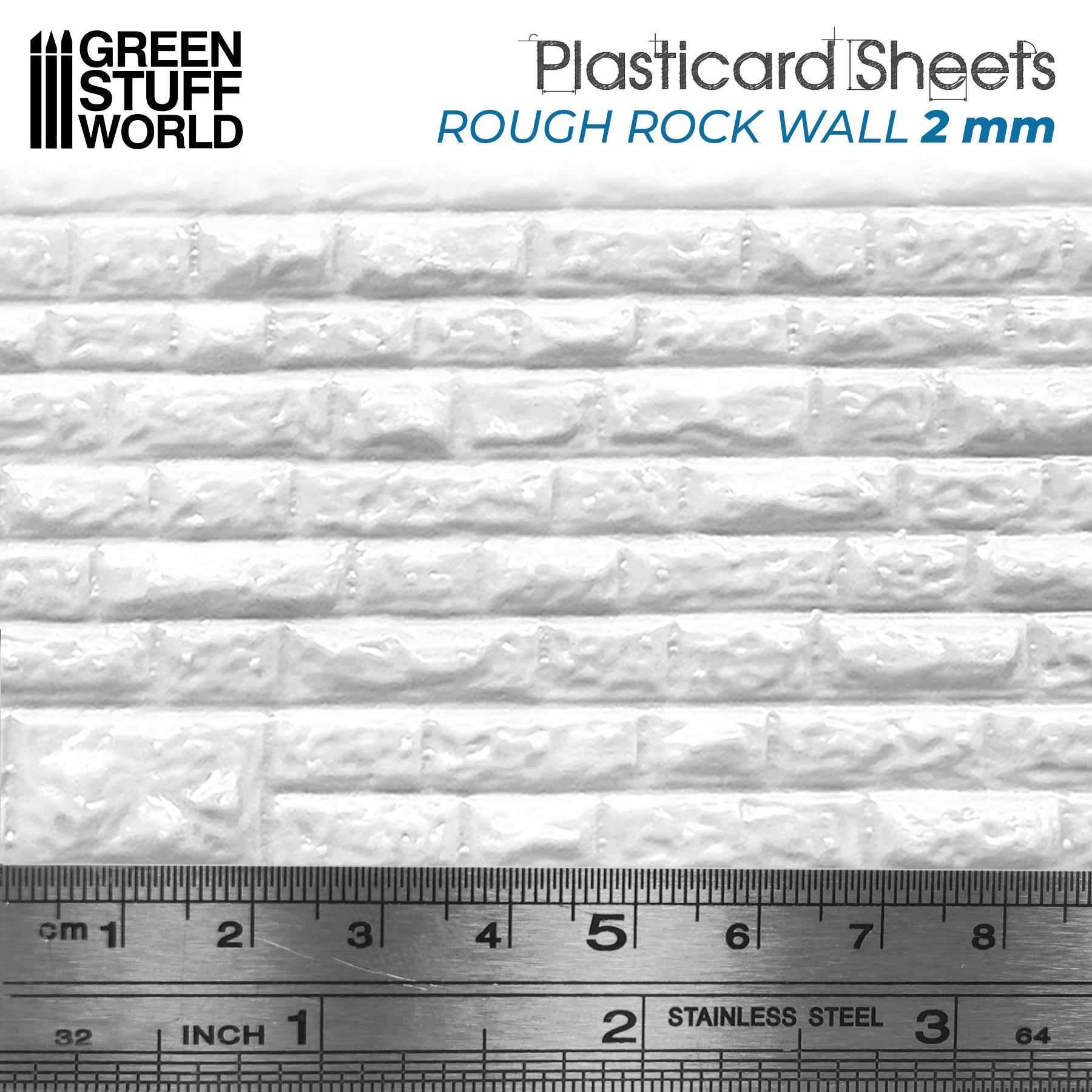 Green Stuff World: Textured Styrene Plasticard Sheet - Rock Wall Rough