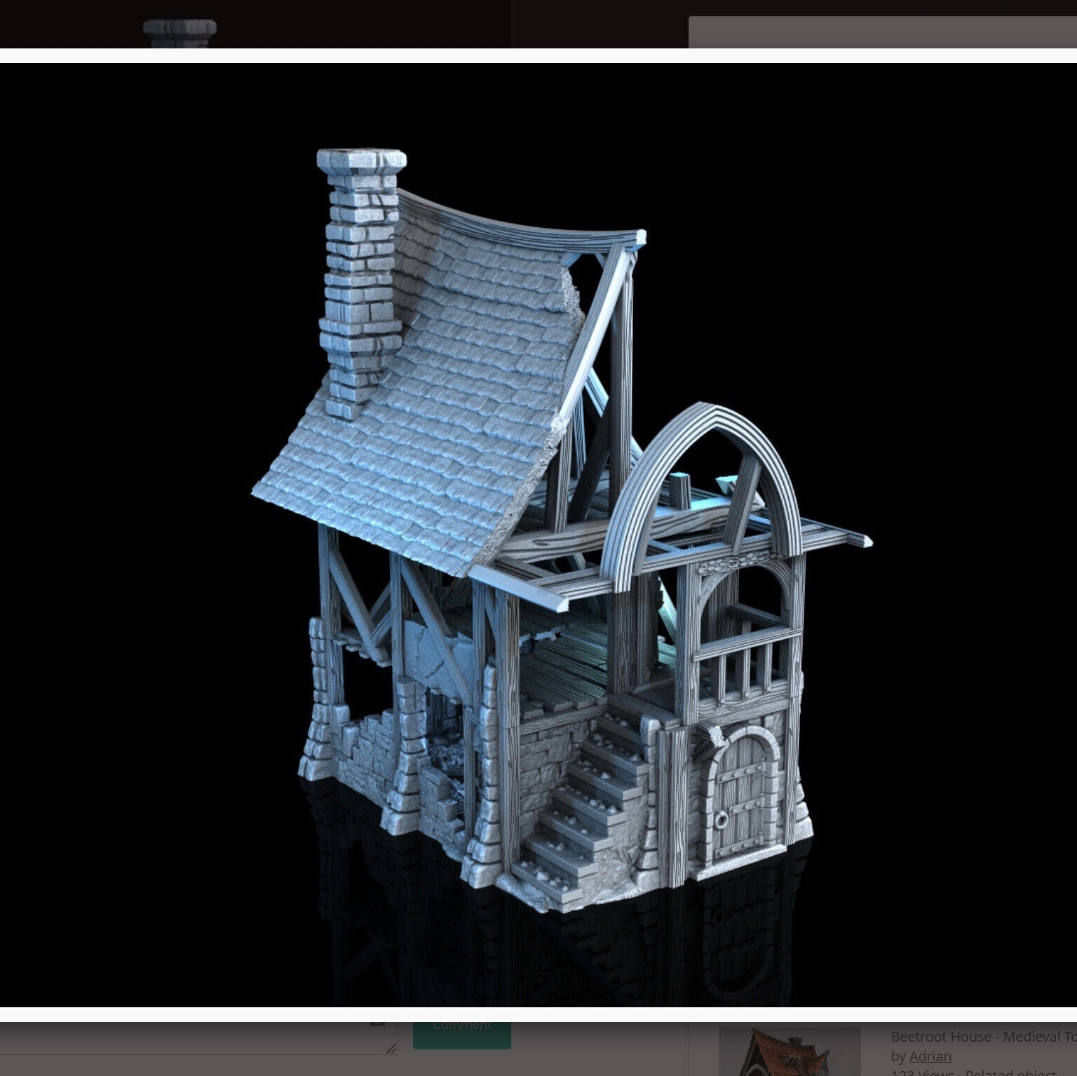 Beetroot House In Ruins - 28mm DND/Wargame/RPG Terrain