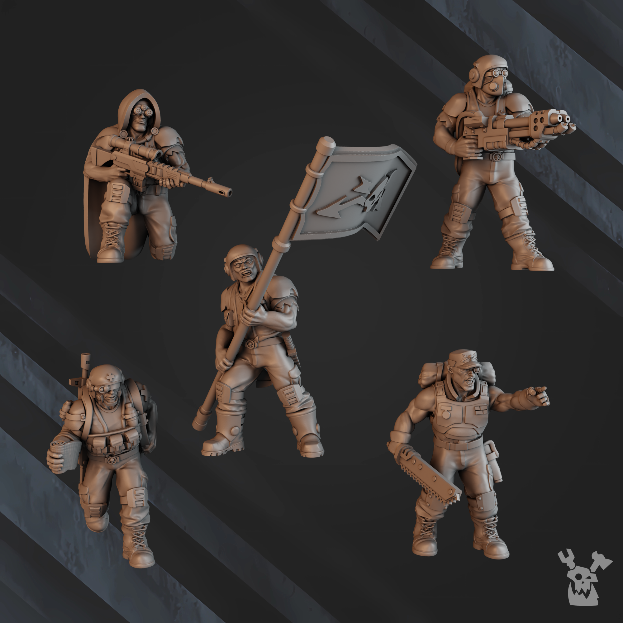 Lead Command Squad | Green Hell Division | Grimdark Miniature | DakkaDakka