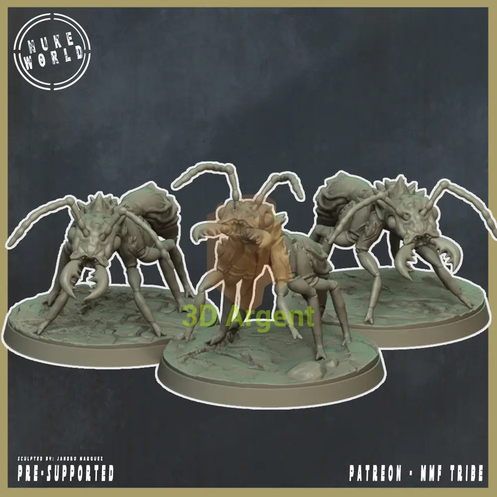 3 Giant Ant Creatures – 3D Printed Resin Miniatures Nuke World