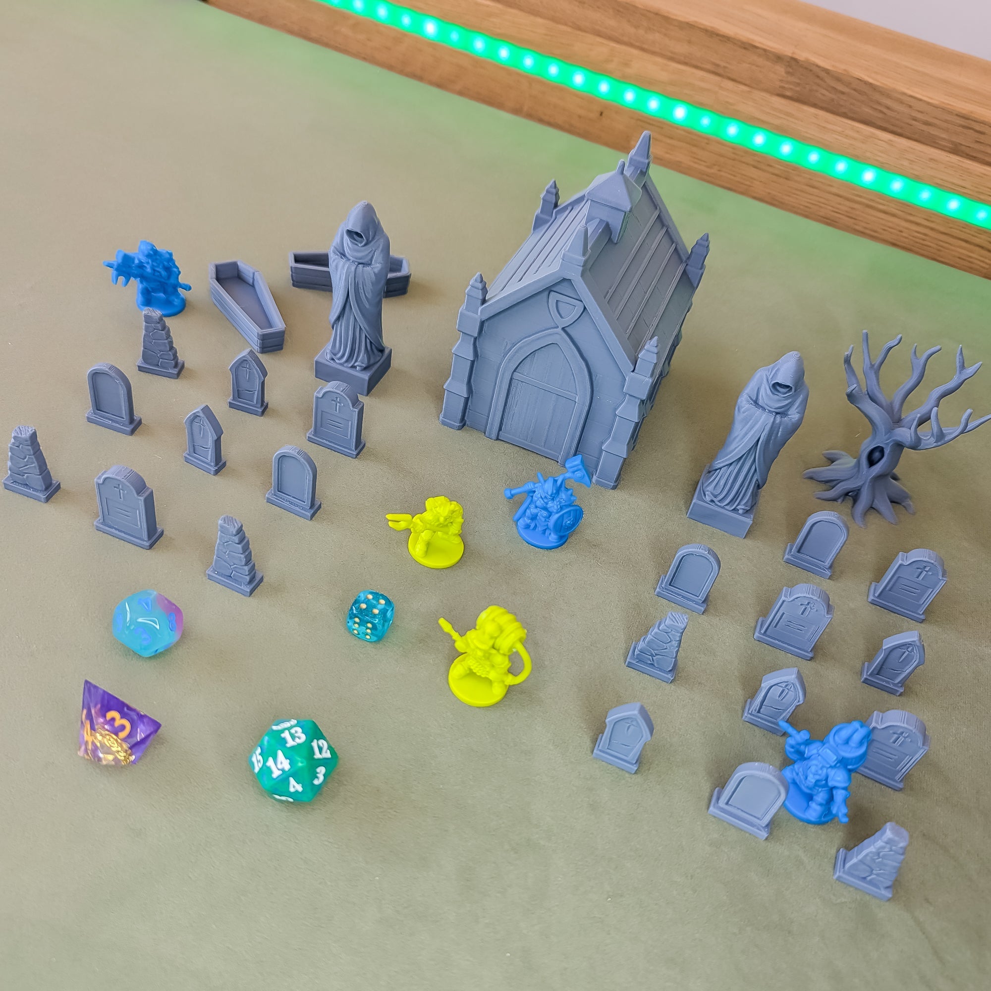 Graveyard Scatter Terrain for DND, RPG & Wargames – Mausoleum & Tombstones Kit