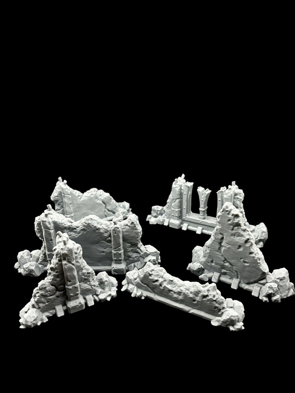 28mm Wall Ruins Terrain Scenery for DND, Warhammer, Wargames, Unpainted, 6 Pcs