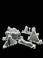 28mm Wall Ruins Terrain Scenery for DND, Warhammer, Wargames, Unpainted, 6 Pcs