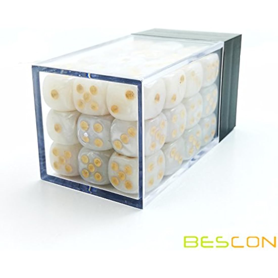 Bescon 12mm 6 Sided Dice 36 in Brick Box, 12mm Six Sided Die (36) Block of Dice, Marble White