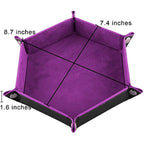 SIQUK 4 Pieces Dice Tray Hexagon Dice Rolling Tray Folding PU Leather Velvet Dice Tray for Dungeons and Dragons RPG DND Dice Game, 4 Colours