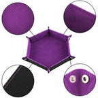SIQUK 4 Pieces Dice Tray Hexagon Dice Rolling Tray Folding PU Leather Velvet Dice Tray for Dungeons and Dragons RPG DND Dice Game, 4 Colours