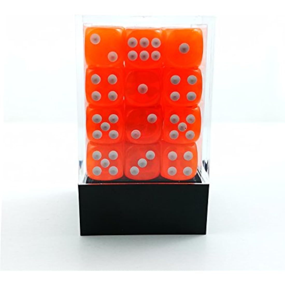 Bescon 12mm 6 Sided Dice 36 in Brick Box, 12mm Six Sided Die (36) Block of Dice, Translucent Orange With White Pips