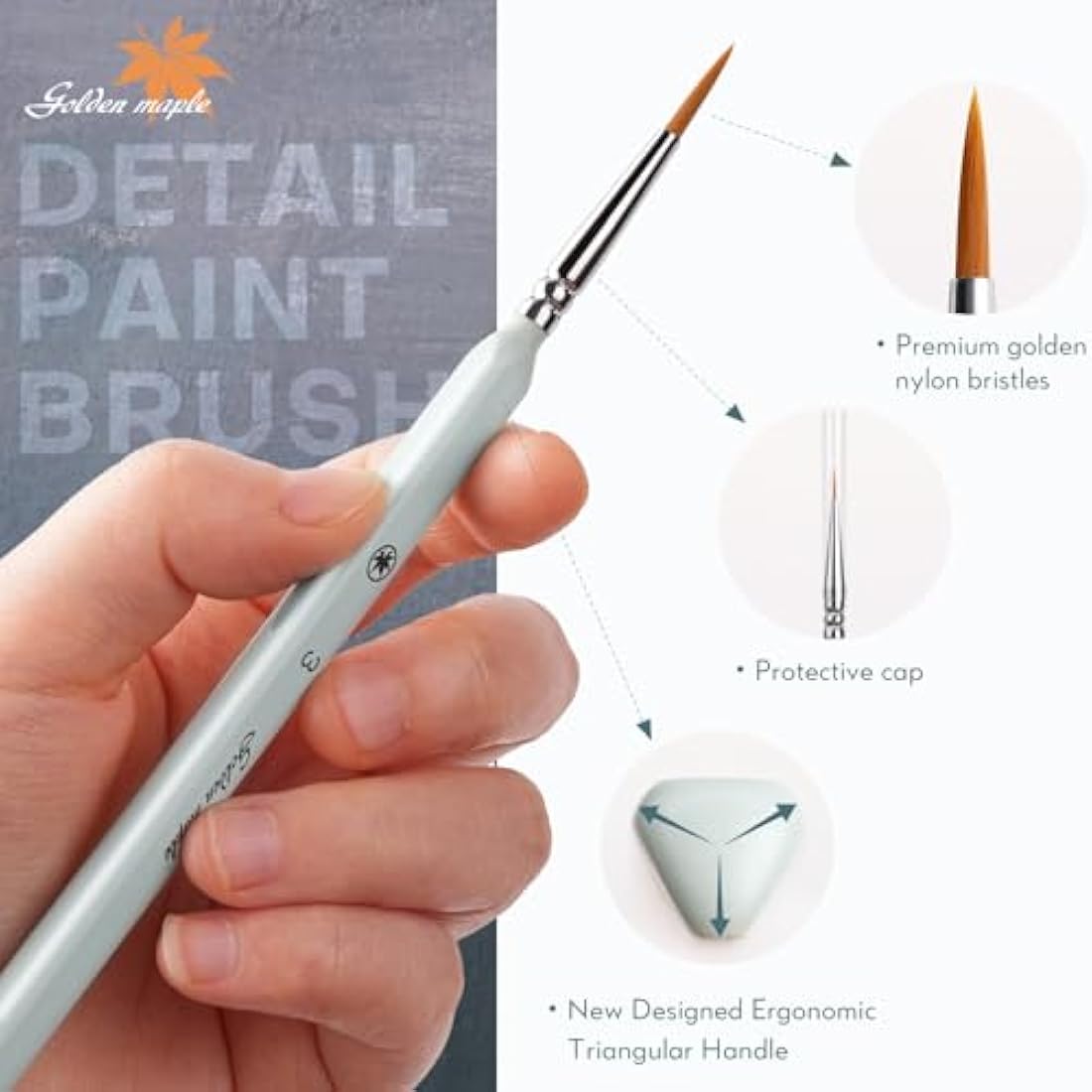 Golden Maple Miniature Paint Brushes Drybrush-18PCS Micro Detail Paint Brush Set, Small Fine Detail Model Brushes for Acrylics, Watercolors & Paint by Number, Figurine - Grayish Green