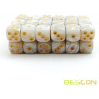 Bescon 12mm 6 Sided Dice 36 in Brick Box, 12mm Six Sided Die (36) Block of Dice, Marble White