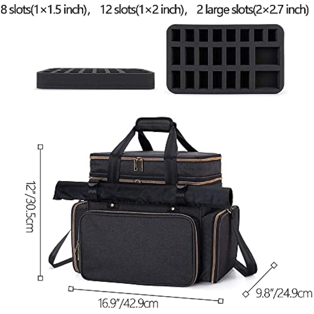 Trunab Tabletop RPG Adventurer's Bag Compatible with Dungeons and Dragons Large DND Bag with Miniatures’ Foam Layer, Battle Mat Storage Bag, Store Handbook, Dice & More - Patented Design