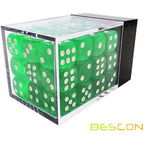 Bescon 12mm 6 Sided Dice 36 in Brick Box, 12mm Six Sided Die (36) Block of Dice, Translucent Green with White Pips