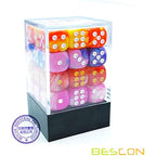 Bescon 12mm 6 Sided Dice 36 in Cube, 12mm Six Sided Die (36) Block of Dice, Gemini Effect in All Assorted Flower Colors