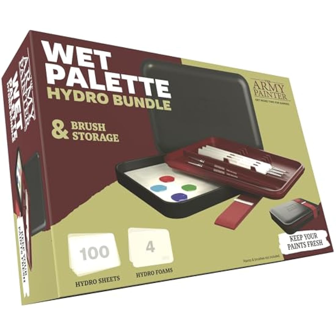The Army Painter Wet Palette for Acrylic Painting & Hydro Pack Paper Palette Bundle -Premium Wet Palette for Miniatures with 100 Palette Paper Sheets & 4 Wet Palette Sponges -Painting Palette with Lid