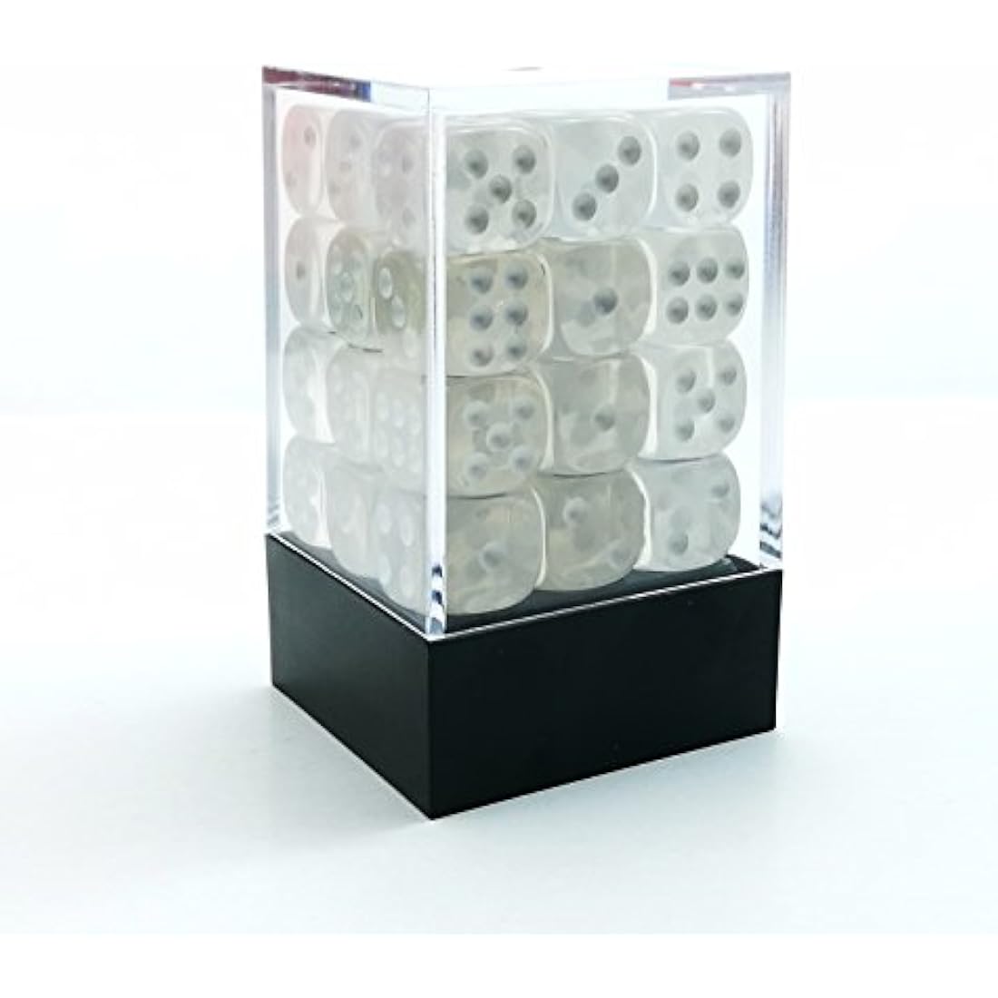 Bescon 12mm 6 Sided Dice 36 in Brick Box, 12mm Six Sided Die (36) Block of Dice, Translucent White With Pips