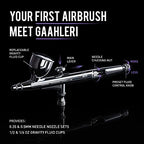 Gaahleri Airbrush Kit, Airbrush Gun Dual-Action Gravity 1/2 & 1/4 oz Fluid Cup, 0.35 & 0.5 mm Needle, Cost-Effective Air Brush Set Makeup Nail Art