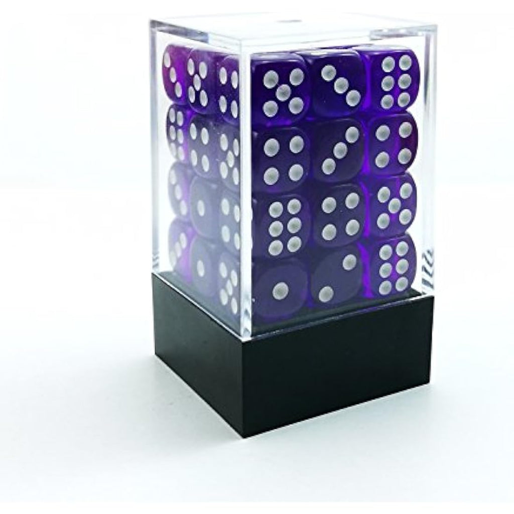 Bescon 12mm 6 Sided Dice 36 in Brick Box,12mm Six Sided Die (36) Block of Dice, Translucent Purple With White Pips