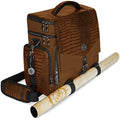 ENHANCE Table Games RPG Adventurer Bag - Dungeons and Dragons Travel Bag for Dungeon Masters with Padded Mini Figure Storage, Dice and Token Pockets, Holds 4-8 Books, Dragon Brown, Messenger Style