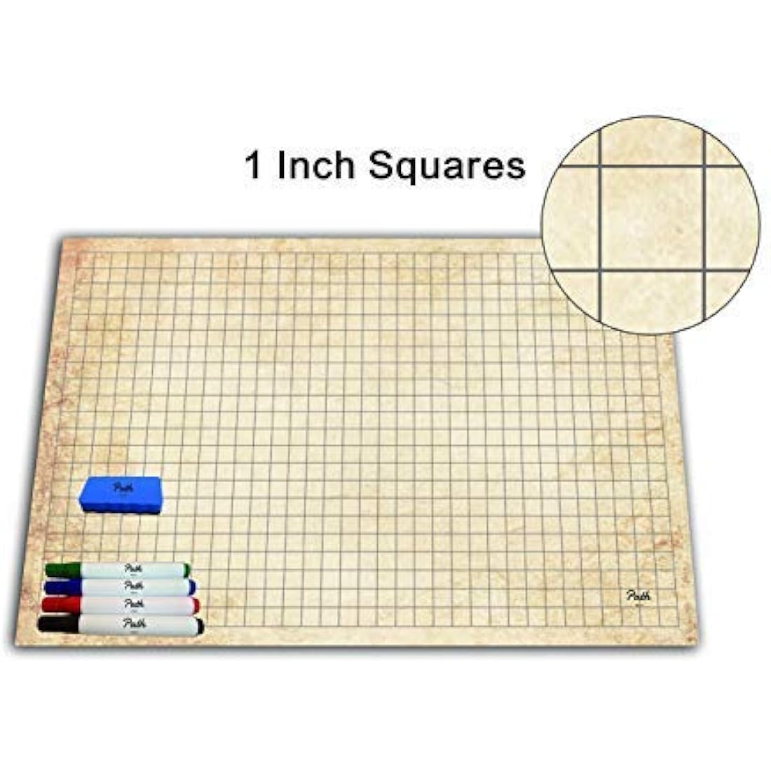 Path Gaming Double Sided Battle Grid Game Mat 36 X 24 Inches - 2 Mats, 4 Terrains, 4 Markers, 1 Eraser, and 1 Spray Bottle. Great for Dungeons and Dragons/DND