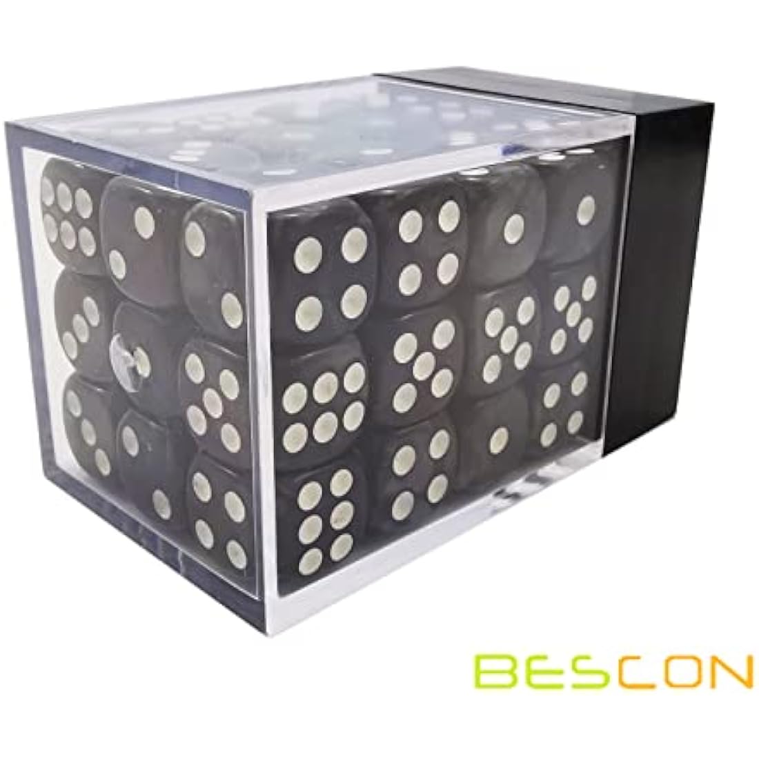 Bescon 12mm 6 Sided Dice 36 in Brick Box, 12mm Six Sided Die (36) Block of Dice, Marble Black