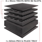 ENHANCE Portable Miniature Figure Storage and Carrying Case, 4 Foam Layers fits 108 Infantry Minis and Pick and Pluck - Book Sleeve and 2 Accessory Pockets for Measuring Tape, Dice and More