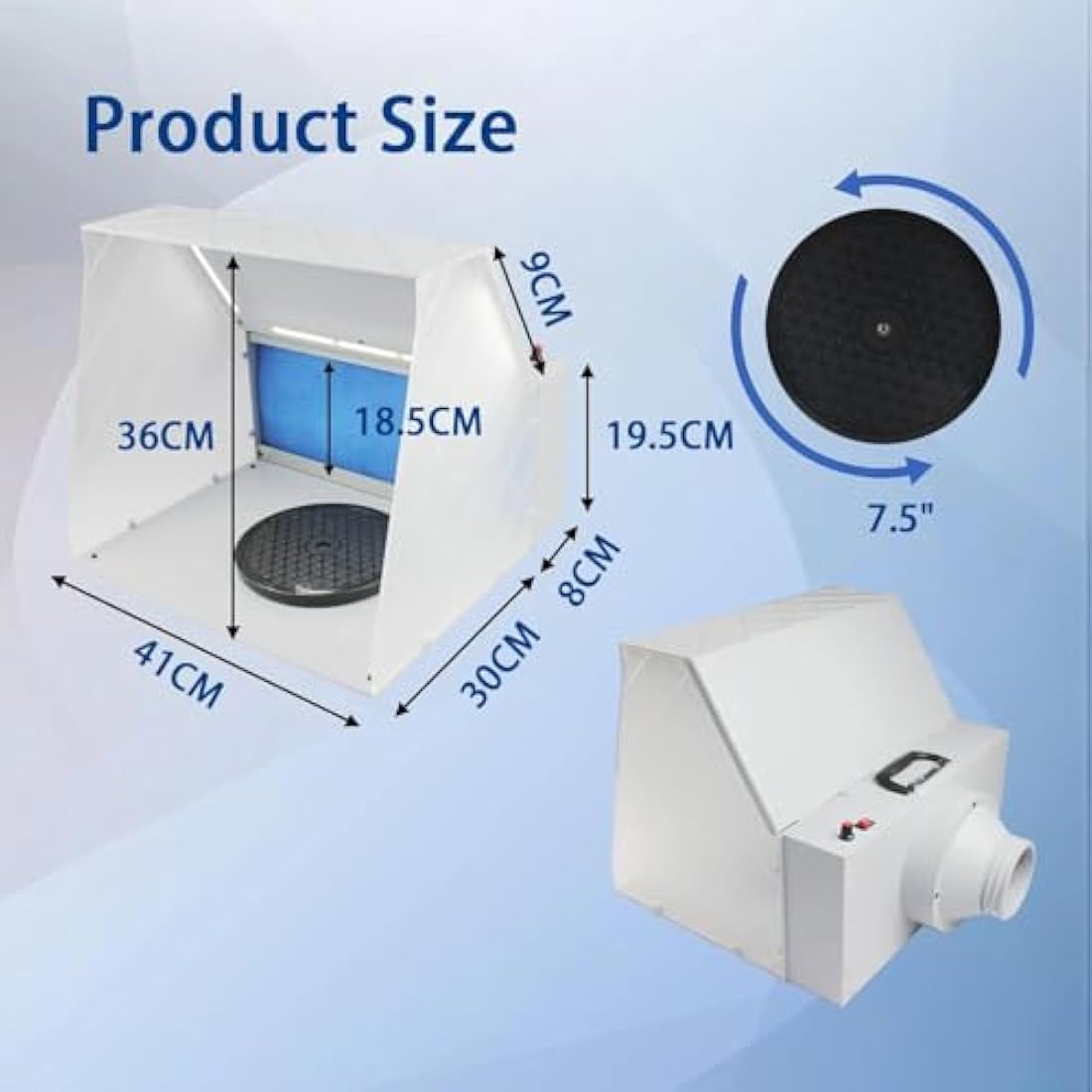 Magicrose Airbrush Spray Booth Kit,Adjustable Powerful Fan and LED Lights,3-layerFilter with Wide Range of Accessories Includes Turntable,16PCS Alligator Sticks for Painting Model Craft Hobby DIY