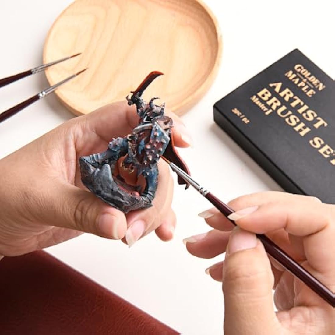 Kolinsky Sable Fine Detail Paint Brushes - 3pcs Detail Paint Brushes for Acrylic Watercor, Small Miniature Paint Brush Set Use for Warhammer,Mini Paints,Paint by Number,Figurine (00 0 1)