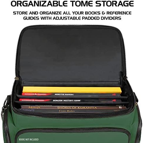 ENHANCE Travel Bag for DND, Bag Compatible with Dungeons and Dragons, Battle Mat Holder, Dice Pockets and Accessories, Carry 4-8 Books