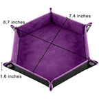 SIQUK 4 Pieces Dice Tray Hexagon Dice Rolling Tray Folding PU Leather Velvet Dice Tray for RPG DND and Other Dice Game (Black, Cyan, Violet, Royal Blue)