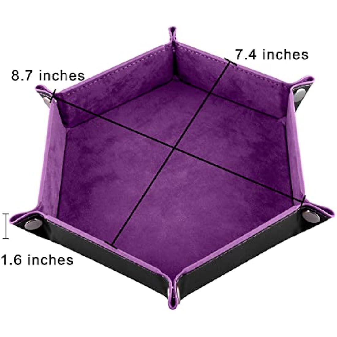 SIQUK 4 Pieces Dice Tray Hexagon Dice Rolling Tray Folding PU Leather Velvet Dice Tray for RPG DND and Other Dice Game (Black, Cyan, Violet, Royal Blue)