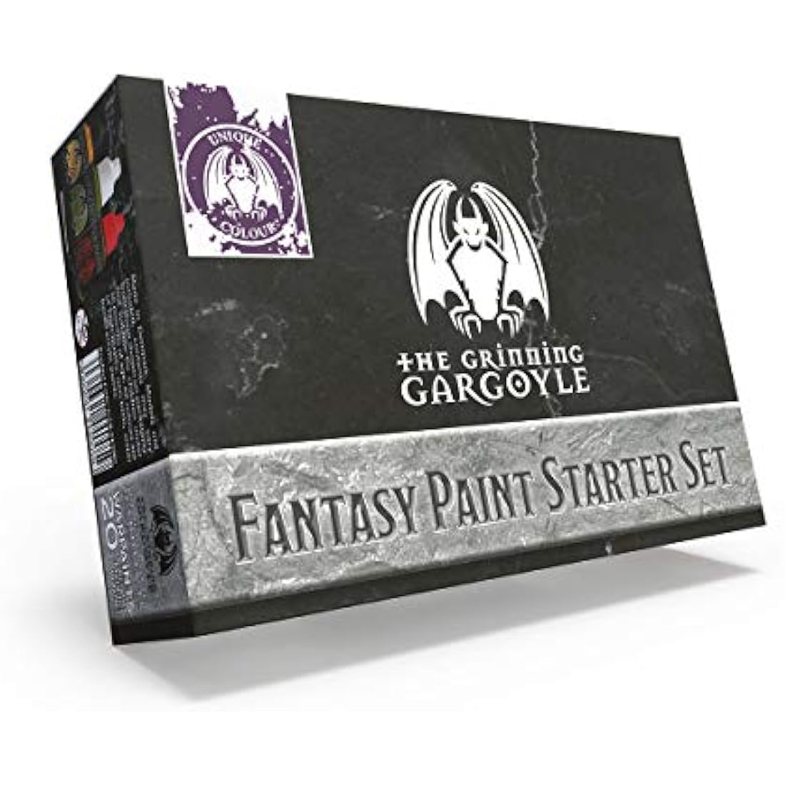 Grinning Gargoyle Fantasy Miniature Paint Set - 20x Miniature Paints including Brush - Starter Set for Tabletop Figures & DnD