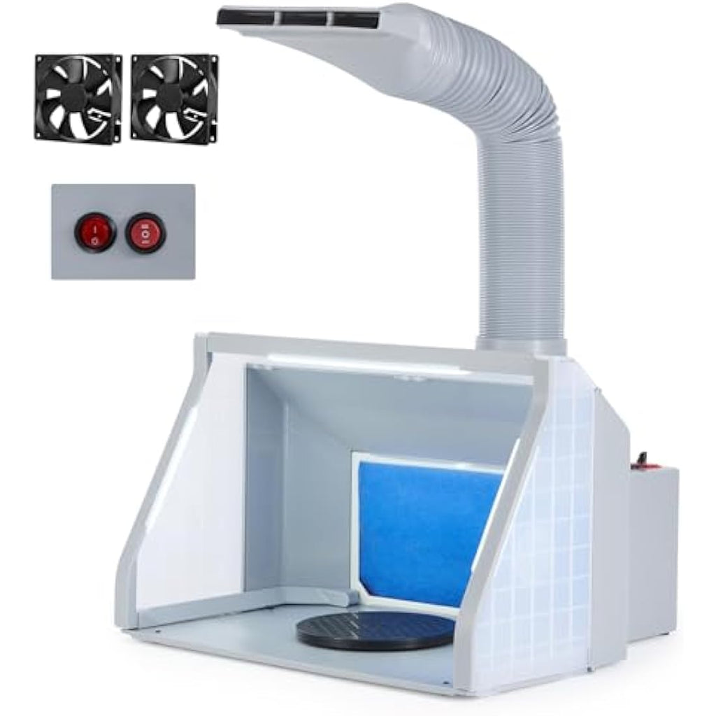 CO-Z Portable Airbrush Spray Booth with LED Lights, Folding Painting Booth with 19cm Turntable, Air Brush Booth with 9m³/min Fans 1.7m Vent for Model and Craft Painting T Shirt & Cake Decoration