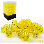 Bescon 12mm 6 Sided Dice 36 in Brick Box, 12mm Six Sided Die (36) Block of Dice, Translucent Yellow with White Pips