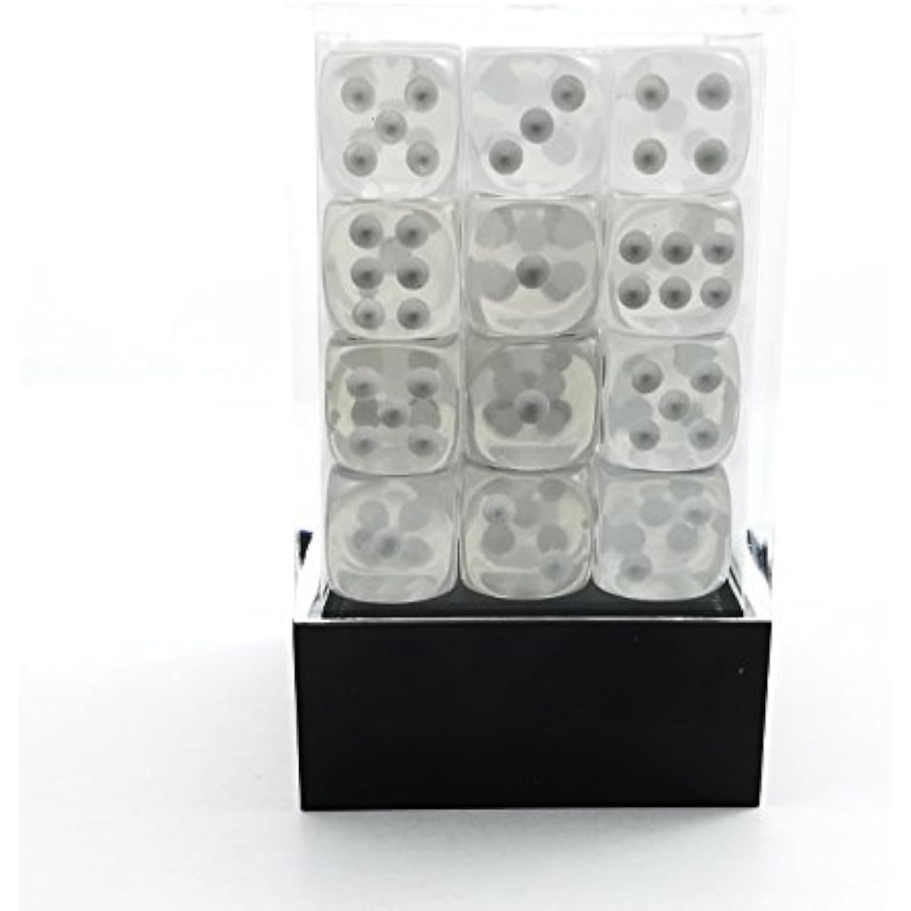 Bescon 12mm 6 Sided Dice 36 in Brick Box, 12mm Six Sided Die (36) Block of Dice, Translucent White With Pips