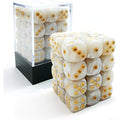 Bescon 12mm 6 Sided Dice 36 in Brick Box, 12mm Six Sided Die (36) Block of Dice, Marble White
