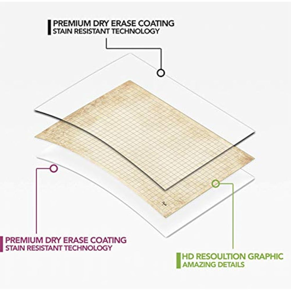 Path Gaming Double Sided Battle Grid Game Mat 36 X 24 Inches - 2 Mats, 4 Terrains, 4 Markers, 1 Eraser, and 1 Spray Bottle. Great for Dungeons and Dragons/DND