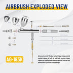 Fengda Airbrush FE-183K Precision Dual Action Airbrush Set for Gravity Feed with 3 Cup Sizes and 3 Nozzles (0.3, 0.5 and 0.8mm)