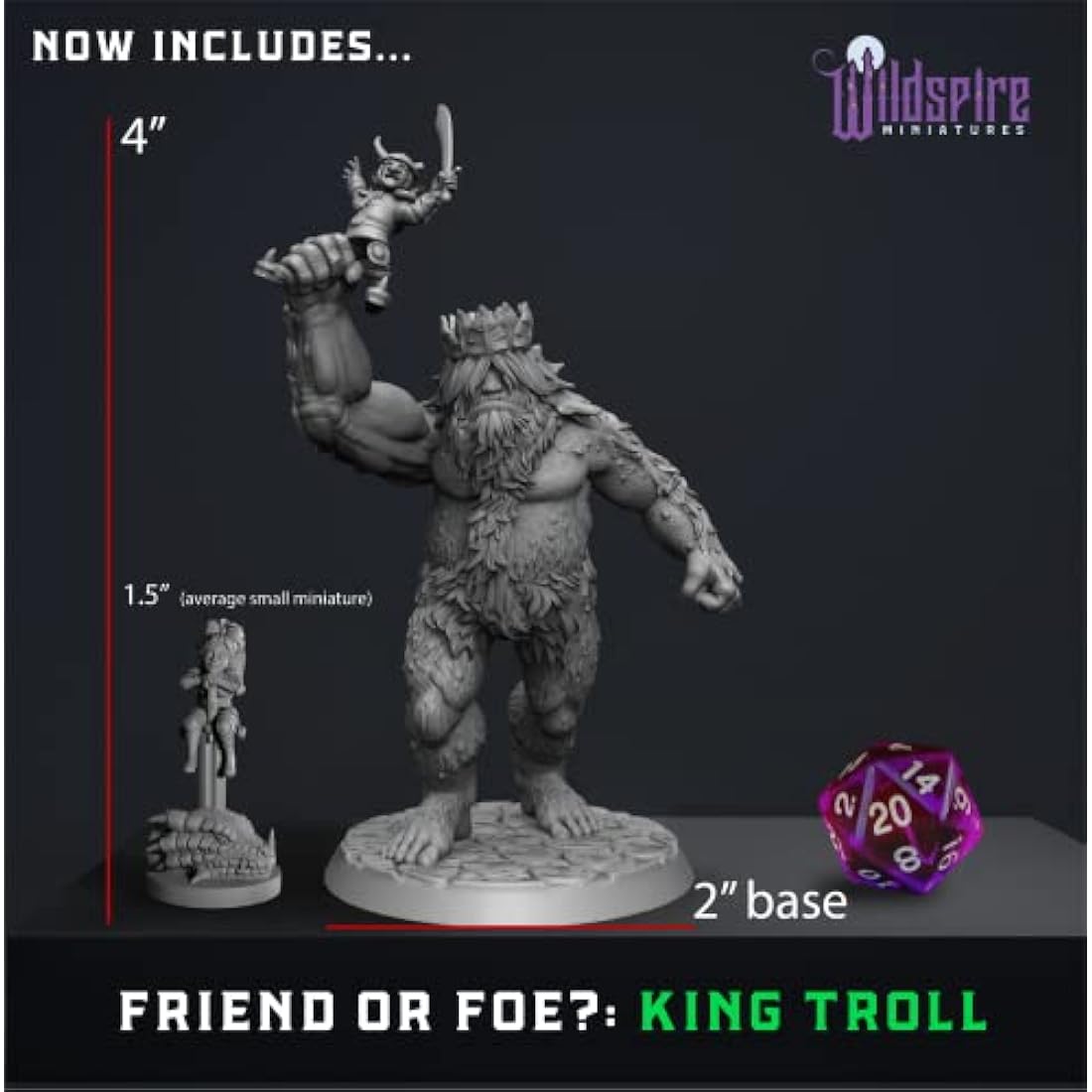 Wildspire Heroes, Animal Companions & Troll King for DND Miniatures Bulk 28mm DND Minis Dungeons and Dragons D&D Miniatures Dungeons and Dragons Unpainted Figures for Tabletop