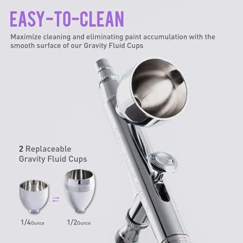 Gaahleri Airbrush Kit, Airbrush Gun Dual-Action Gravity 1/2 & 1/4 oz Fluid Cup, 0.35 & 0.5 mm Needle, Cost-Effective Air Brush Set Makeup Nail Art