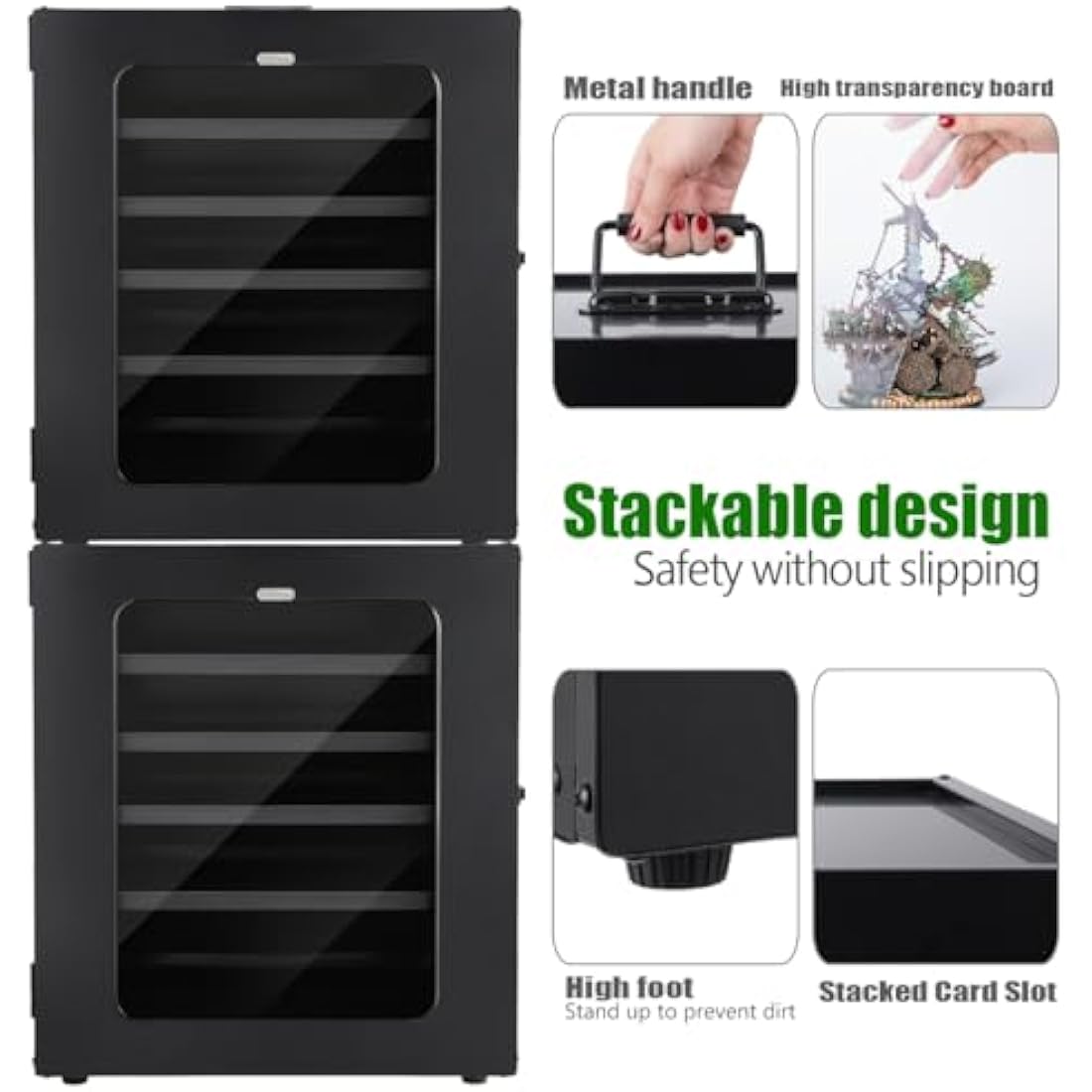 Miniatures Storage Case Miniatures Transport Case, shoulder straps, Stackable miniature carrying case (5pcs tray) easy transportation and storage for warhammer 40k (miniature not included, large size)